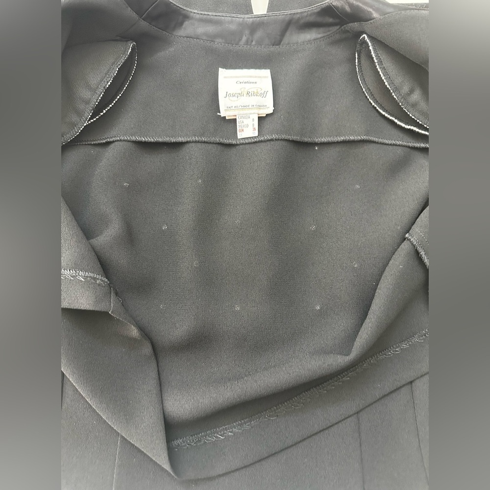 2 Pieces of Joseph Ribkoff Black Midi Dress with Geometric Accents and Blazer - Picture 12 of 12